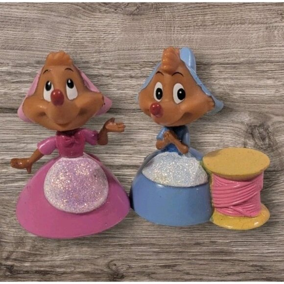Disney Cinderella Mice Perla Bobble Heads Suzy Figurines Mouse Disneyana 2" Vtg - Picture 1 of 16